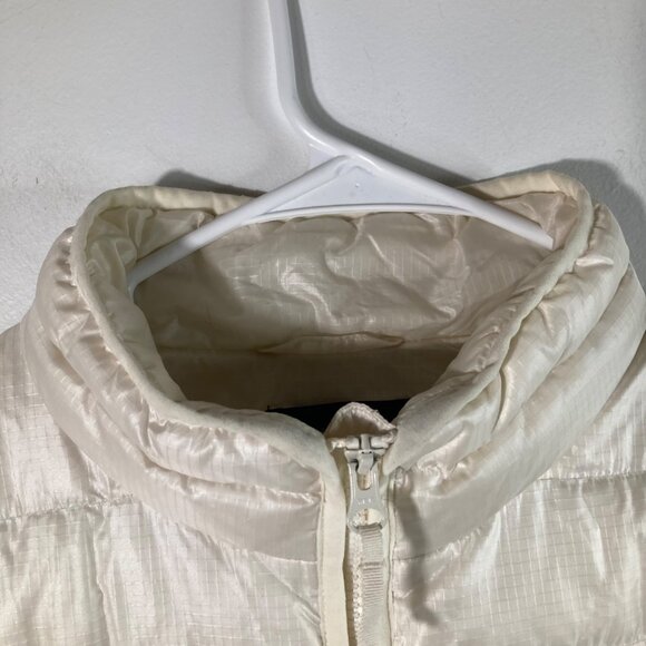 Womens J Crew Down Filled Puffer Jacket Cream Zip Up L Flaw - Picture 5 of 13